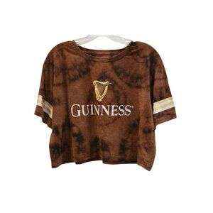 Women's Guiness Brown Custom Bleach Dye Cropped T-shirt Size XL